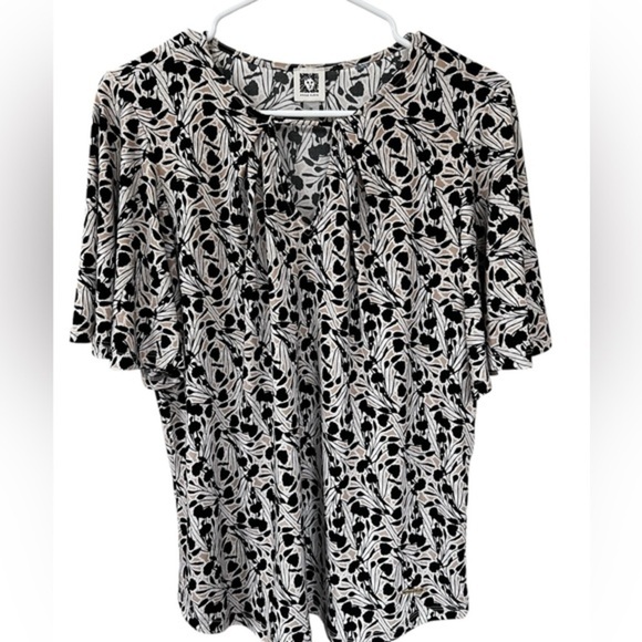 Anne Klein Tops - Anne Klein Black and Tan Floral Women's Top
